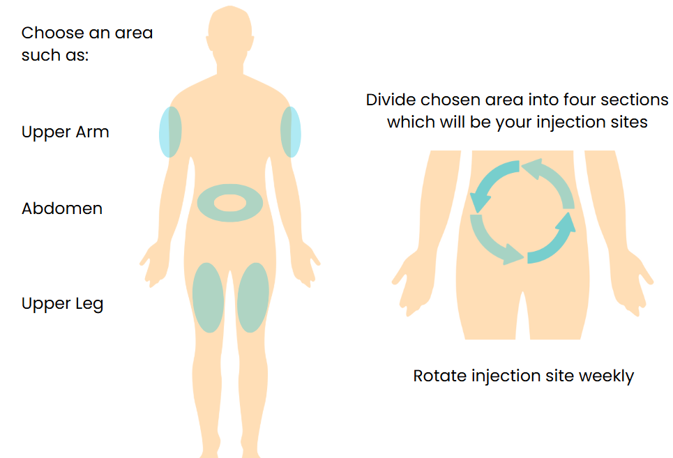 infographic injection site weight loss