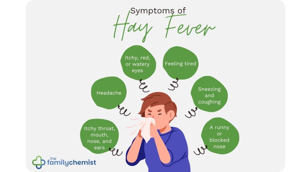 Symptoms of Hay Fever infographic 