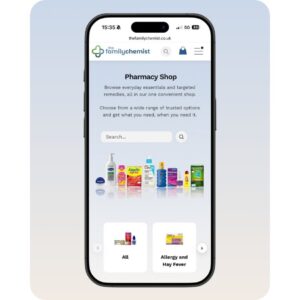 Mobile screen with pharmacy shop