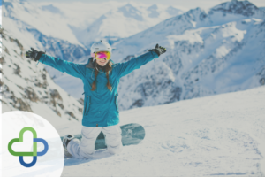 feature pic for period delay blog. woman snowboarding