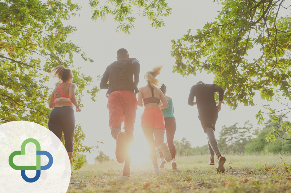 feature pic of people jogging in the woods