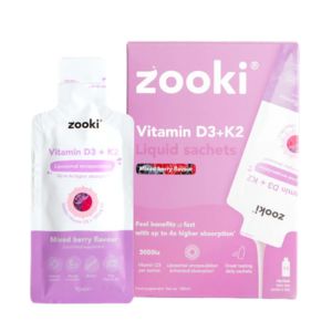 Zooki Liposomal Vitamin D3 + K2 3,000iu, Mixed Berry Flavour - 14x10ml Liquid Sachets