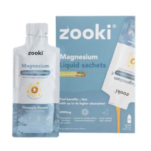 Zooki Liposomal Magnesium Bisglycinate 2,000mg, Pineapple Flavour - 14x17ml Liquid Sachets