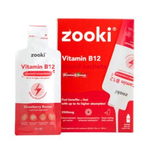 Zooki Liposomal Vitamin B12 2500mcg, Strawberry Flavour - 14x10ml Liquid Sachets